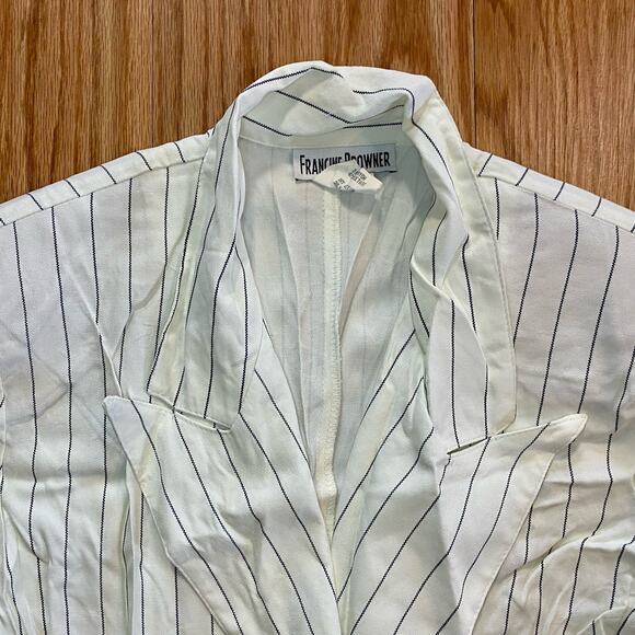 Francine Browner Vintage White Stripe Oversized Blazer Womens 6 - Picture 4 of 15